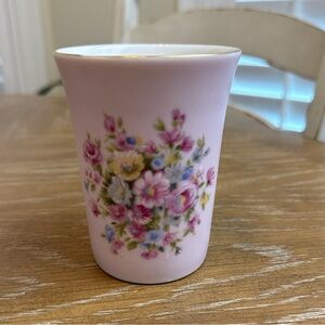 Vintage Lefton Pink hand painted porcelain Cup Tumbler pink Flowers #7685